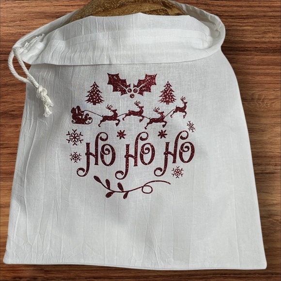 Christmas Cotton Linen Organic Bread Bag, Sourdough Bread Keeper, Baker's Bag - Picture 1 of 7